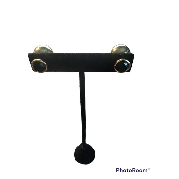 2 Pair M Haskell INC Earring Dual Post & Jacket Gold Black Filigree Rhinestone - Picture 5 of 10